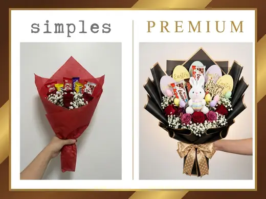 Comparação Buquê Simples vs Premium